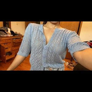 Verge Girl Button-Front Blue Knit Top